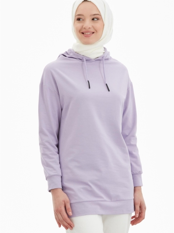 Kapüşonlu Sweatshirt - Lila