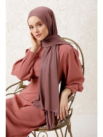 Penye Tesettür Şal & Eşarp Baş Örtüsü Gül Kurusu