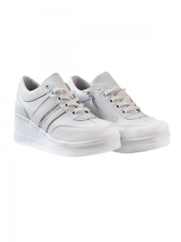 Beyaz Fermuarlı Spor Ayakkabı