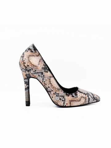 Ten-Mavi Yılan Desen Stiletto