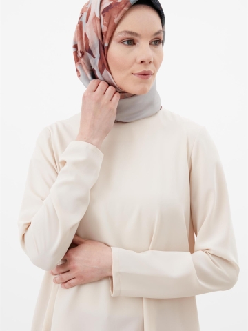 Basic Düğme Kapamalı Tunik - Bej