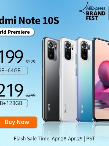 [World Premiere] Global Version Xiaomi Redmi Note 10S Smartphone 64MP Quad Camera Helio G95 6.43