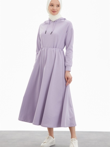 Beli Lastikli Kloş Etek - Lila