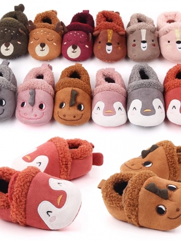 Baby Shoes Adorable Infant Slippers Toddler Baby Boy Girl Knit Crib Shoes Cute Cartoon Anti-slip Prewalker Baby Slippers