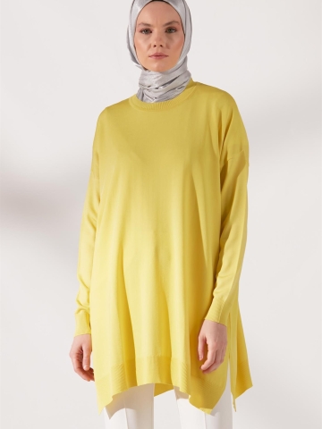 Bisiklet Yaka Basic Tunik - Sarı
