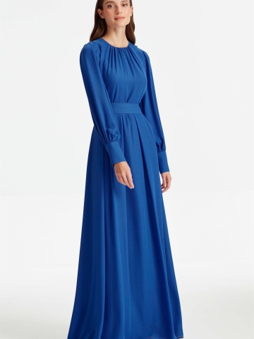 Büzgü detaylı Elbise - Saks