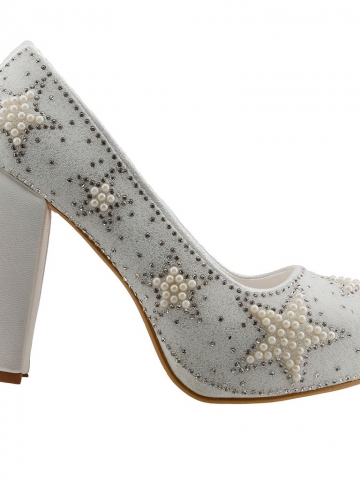 Ceylan 19 Platform 11 cm Topuk Abiye Gelin Bayan Ayakkabı Sedef