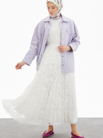 Piliseli Dantel Etek - Ekru