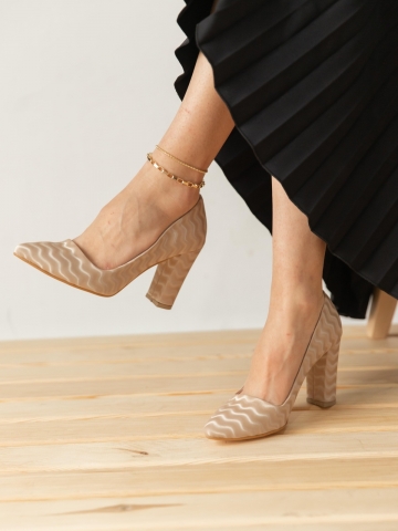 PARPARASİTİL 8 CM TOPUKLU TENSUNİ DERİSTİLETTO AYAKKABI