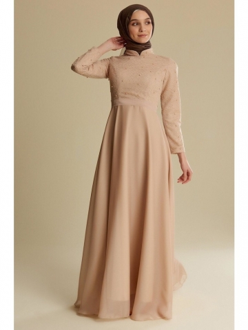 Tuğba & Venn Kadın İnci Düğmeli Abiye Elbise